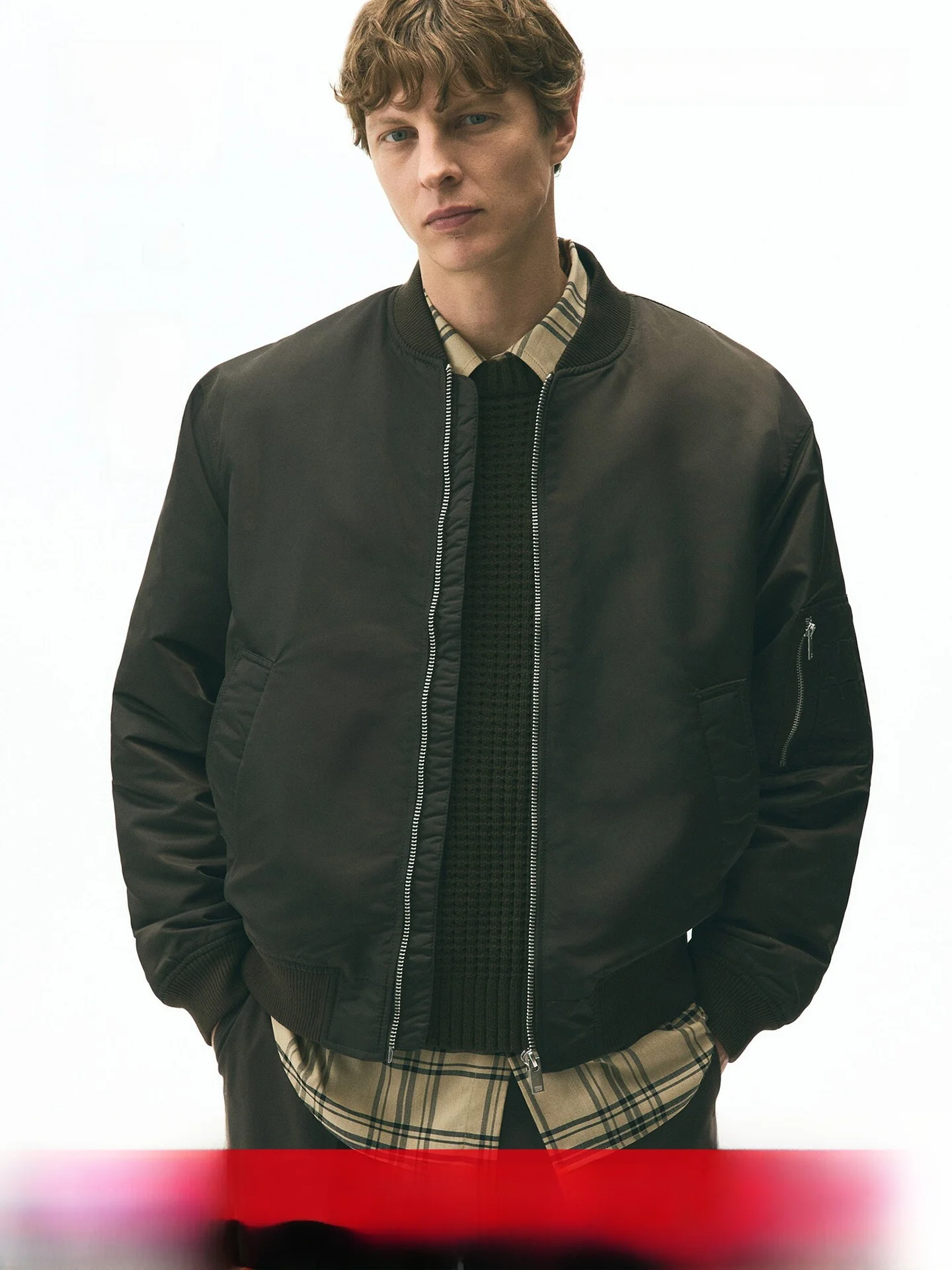 

Loose Fit Nylon Pilot Jacket for Men H&M Outdoor Traveling Stand Collar Coat Regular Thickness Autumn Season Casual Style