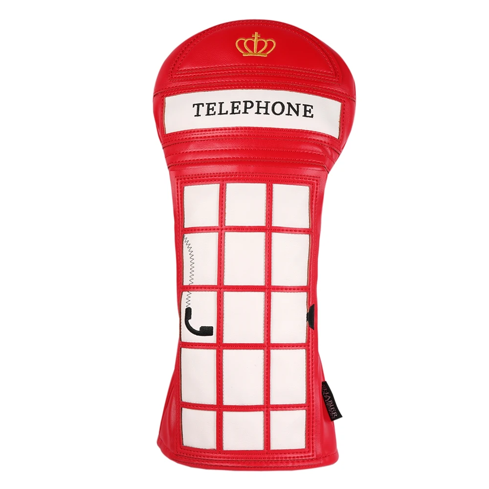 Telephone Booth Design Leather Patch Golf Headcover for 460CC Driver Cover image 5