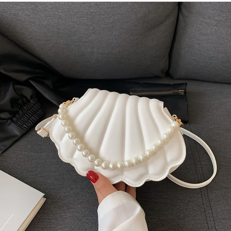 All-matching Crossbody Bag for Women Elegant Shoulder Bag Fashion Pearl Chain Handbag Messenger Bag Shell Evening Bag