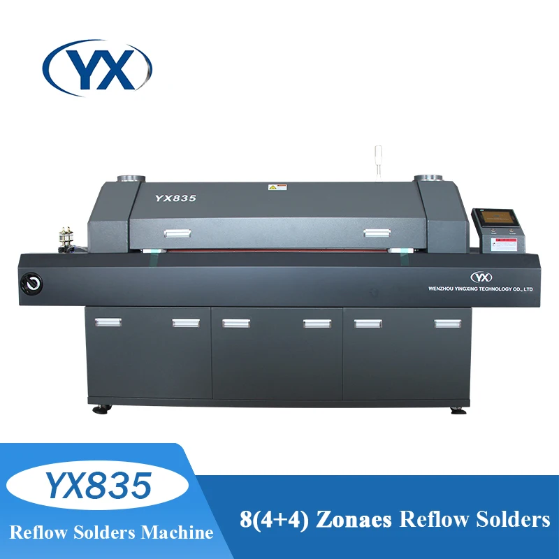 Máquina de recogida y colocación YX835, equipo de soldadura, 8 zonas de temperatura, Smt, secado por calor y aire, hornos de reflujo, máquina de soldaduras de reflujo