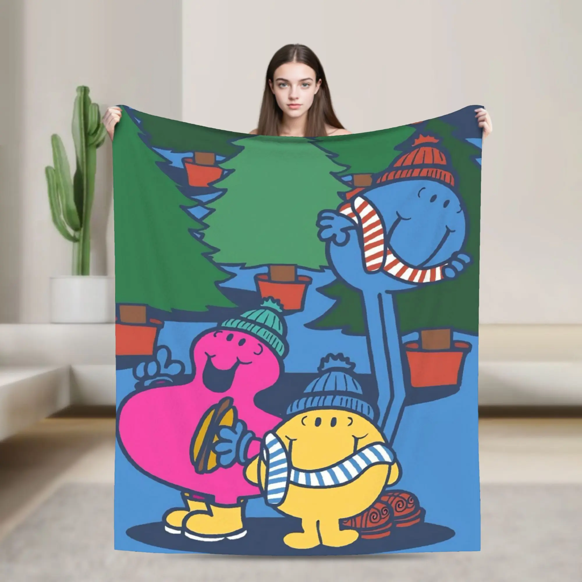 Funny M-Mr M-Men L-Little M-Miss Blanket Cover Velvet  Super Warm Throw Blanket for Outdoor Travel Bed Rug