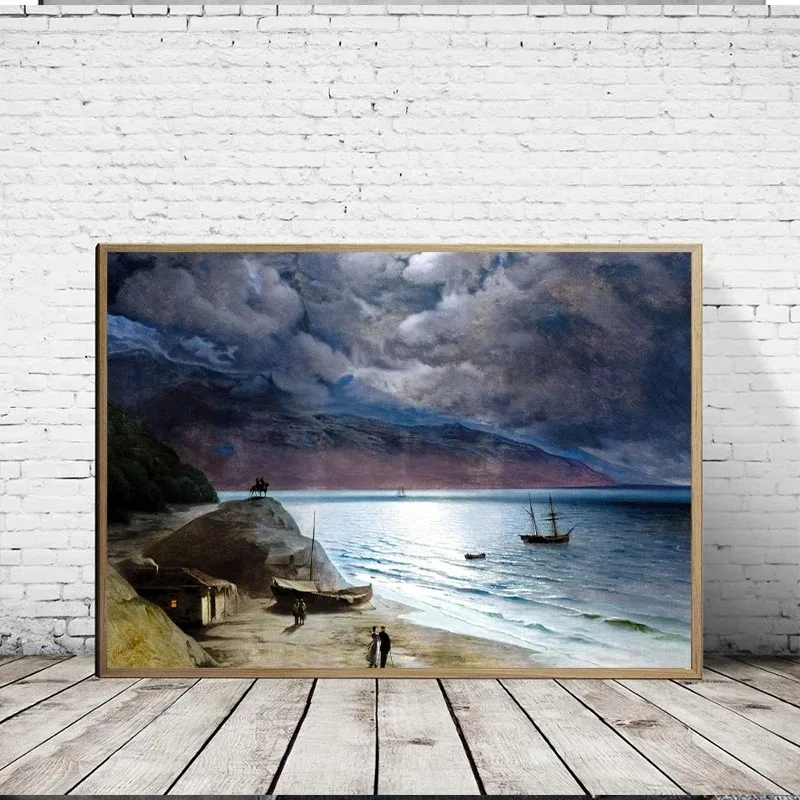 Ivan Aivazovsky Ship on Stormy Seas Vintage Artwork Print Poster Canvas Painting Wall Art Pictures for Living Room Office Decor