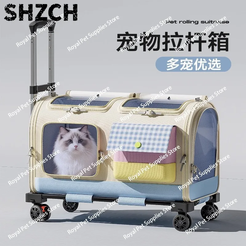 Cat bag pet travel oversized extended tie rod bag Macaron color pet  multi-pet travel essential