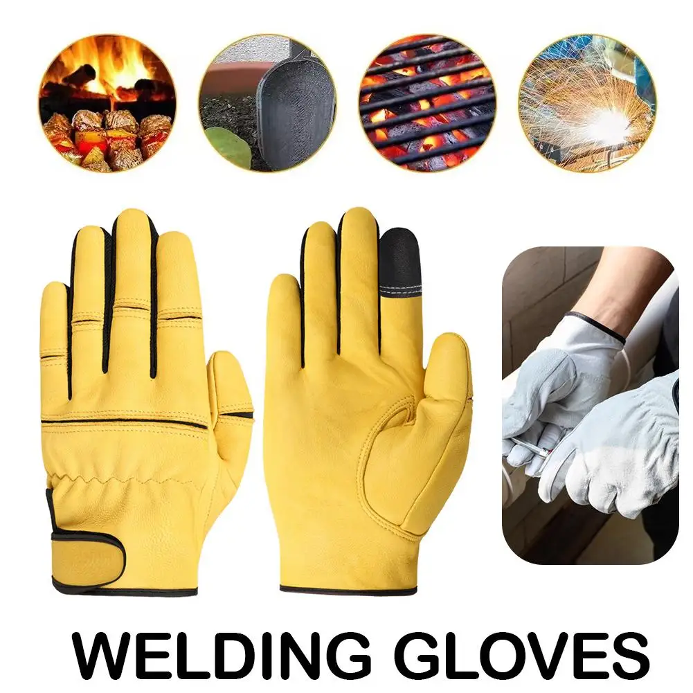 1Pair Work Gloves Safety Protection Electric Welding Carrying Gloves  Labour Garden  Motorcycle Driver Wear-resistant Gloves
