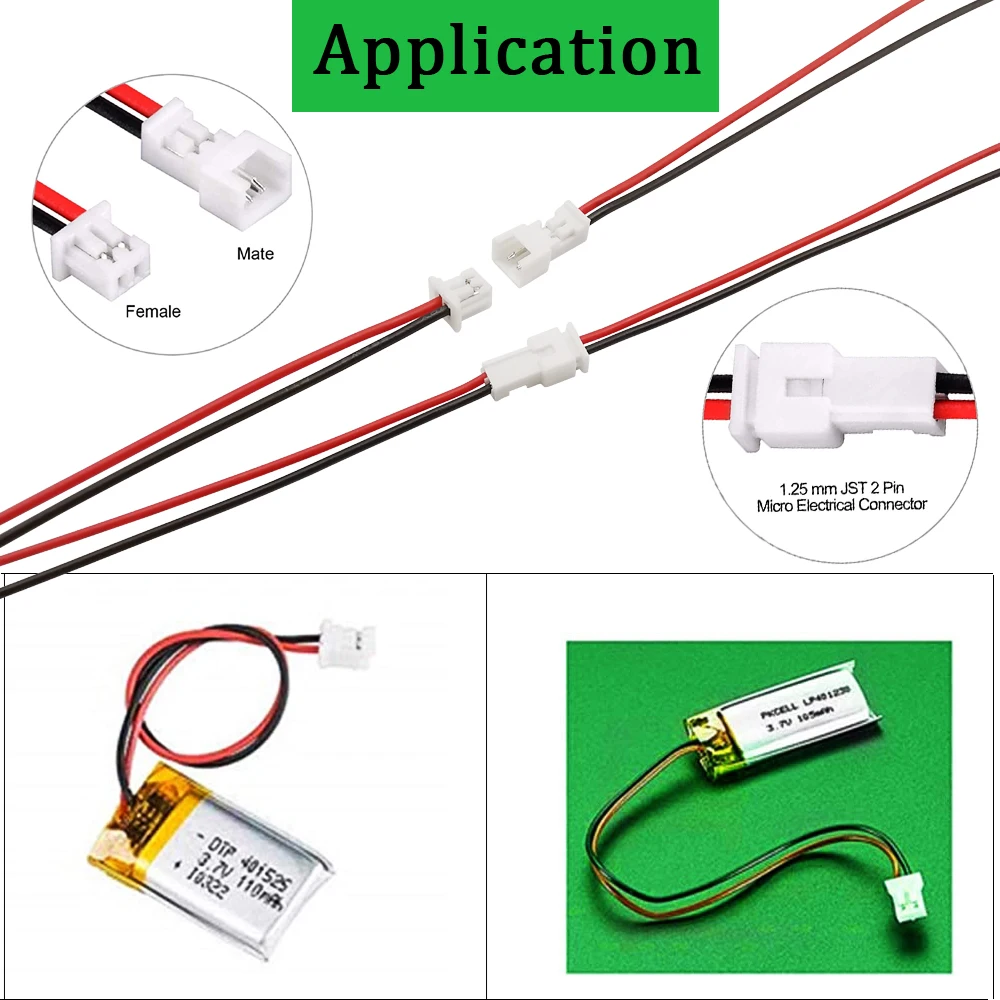 20/10/5/2/1Pair Micro JST PH1.25mm Male Female Cable 2Pin Connector Jack Plug Pitch 1.25mm jst 2P Electronic Connector 15CM Wire