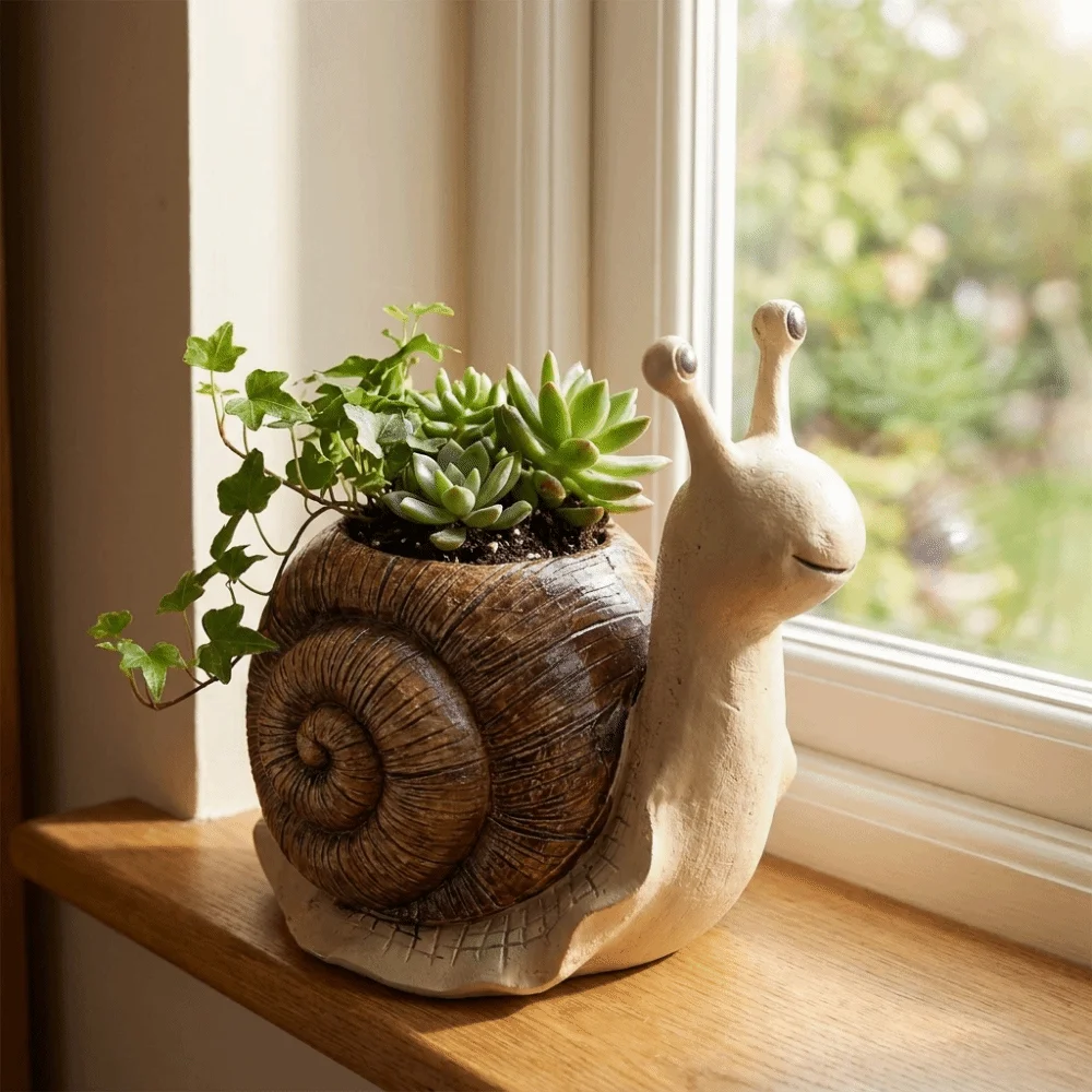 

Multi-functional Resin Snail Flowerpot Cute Decorative Snail Planter Cartoon Creature Planter Outdoor