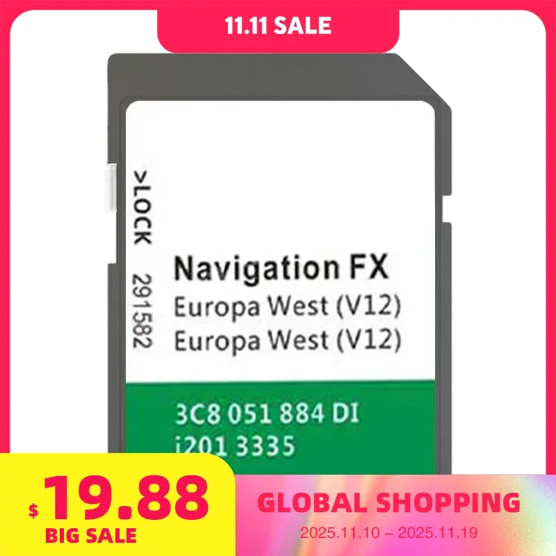 

Jetta Passat 3C8 051 884 DI Sat Nav Navigation Map SD Card for VW FX V12 West