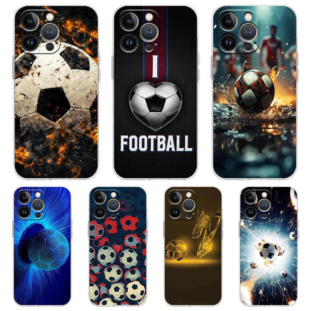 Football Sport Soccer Phone Case for iPhone 15 14 13 12 Pro Max Transparent Soft for iPhone 11 Pro Max 7 8 Plus X XS XR SE Shell