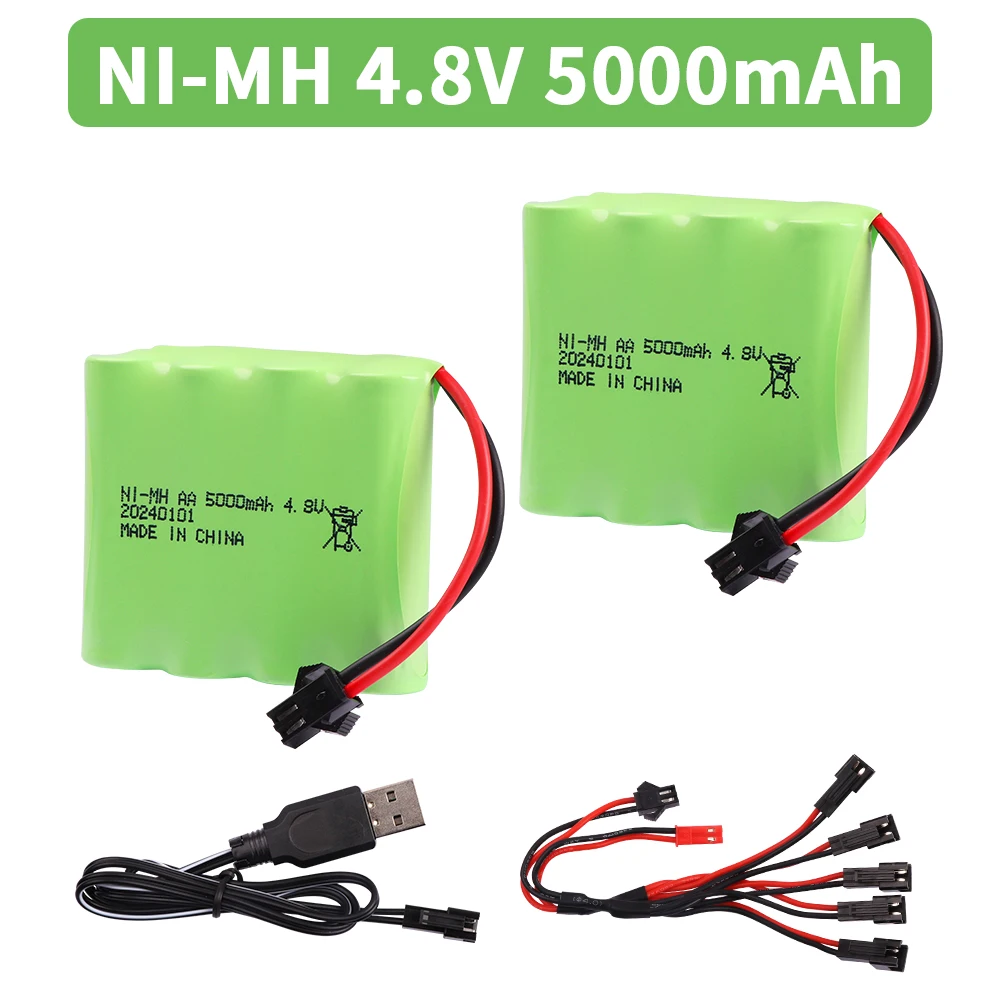 Batería NI-MH de 5000mah y 4,8 V, modelo AA M para juguetes Rc, tanque de coche, Robot, barco, pistola Ni-MH AA 4,8 v, paquete de batería recargable de alta capacidad