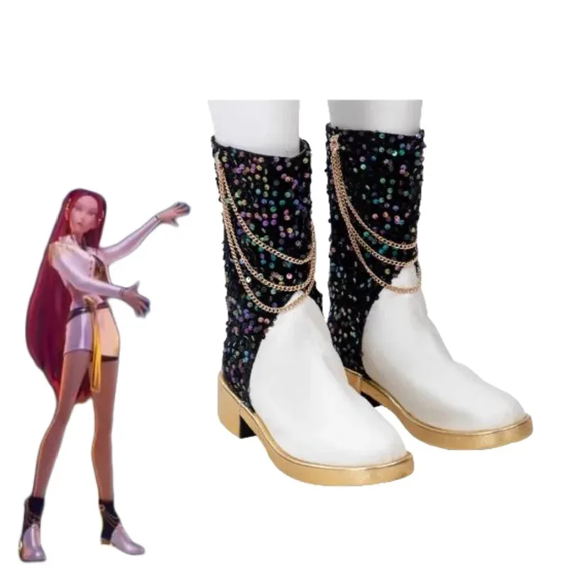 

LQWoman Mira Cosplay Shoes Kpop Demon Hunters Mira White Black DJ Party Boots (Ship within 10 working days)