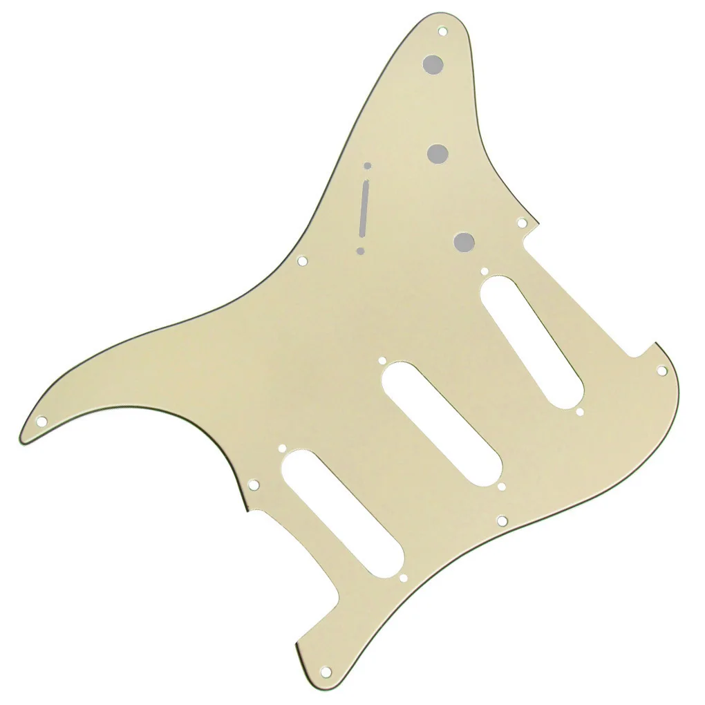 FLEOR Vintage 8-Hole Pickguard 3Ply Cream SSS Guitar Pickguard Back Plate Set & Screws for ST Electric Guitar Parts