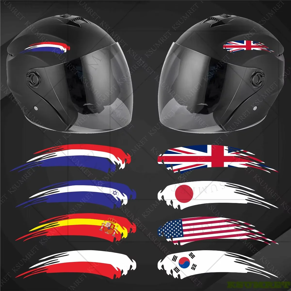 Reflective Motorcycle Stickers Helmet Decals Tank Logo Car Bike Laptop National Flag Sticker For Yamaha Honda Suzuki Kawasaki