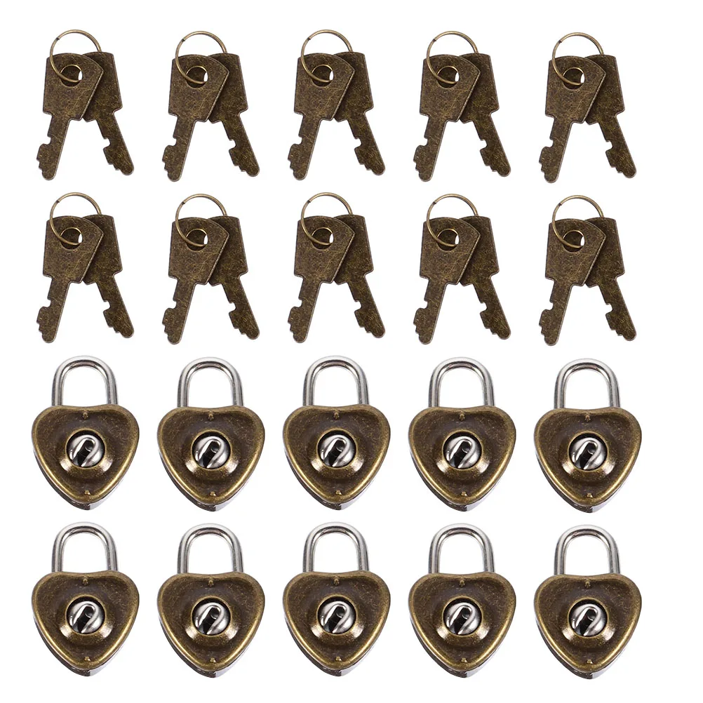 

25pcs Heart Padlock Zinc Alloy Durable Retro Heart Lock With Key Diary Book Love Lock Metal Luggage Craftsmanship