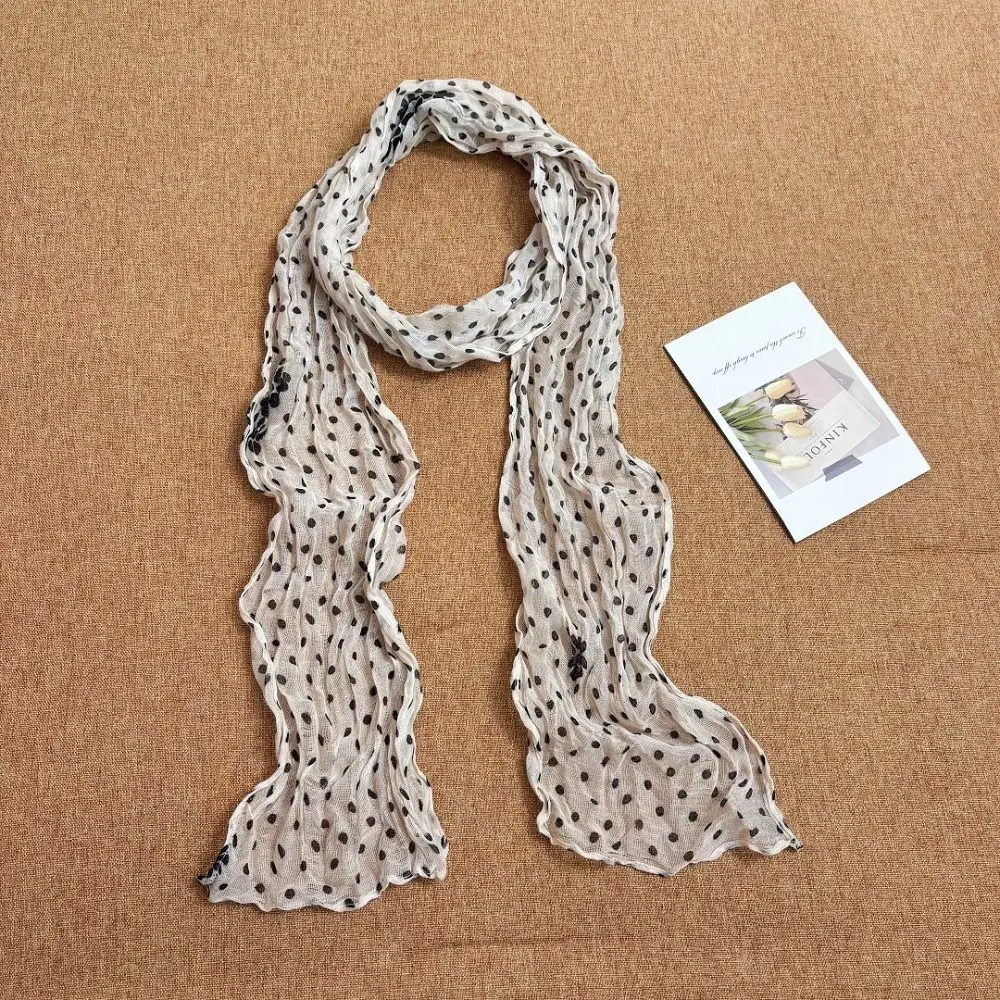 Cotton Linen Polka Dot Scarf Sunscreen Shawls Long Chiffon Scarf Soft Lightweight Women's Neckerchief Clothing Accessories