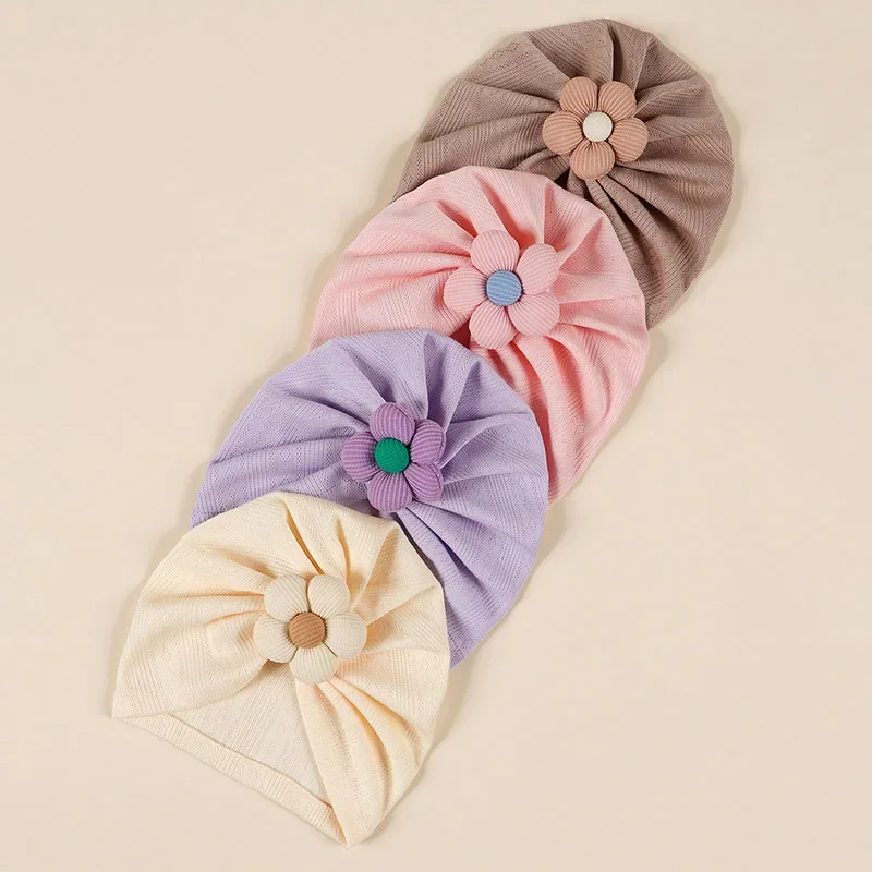 

Lovely Flower Baby Hat Turban Soft Elastic Newborn Indian Cap Infant Girls Hats Beanie Headwear