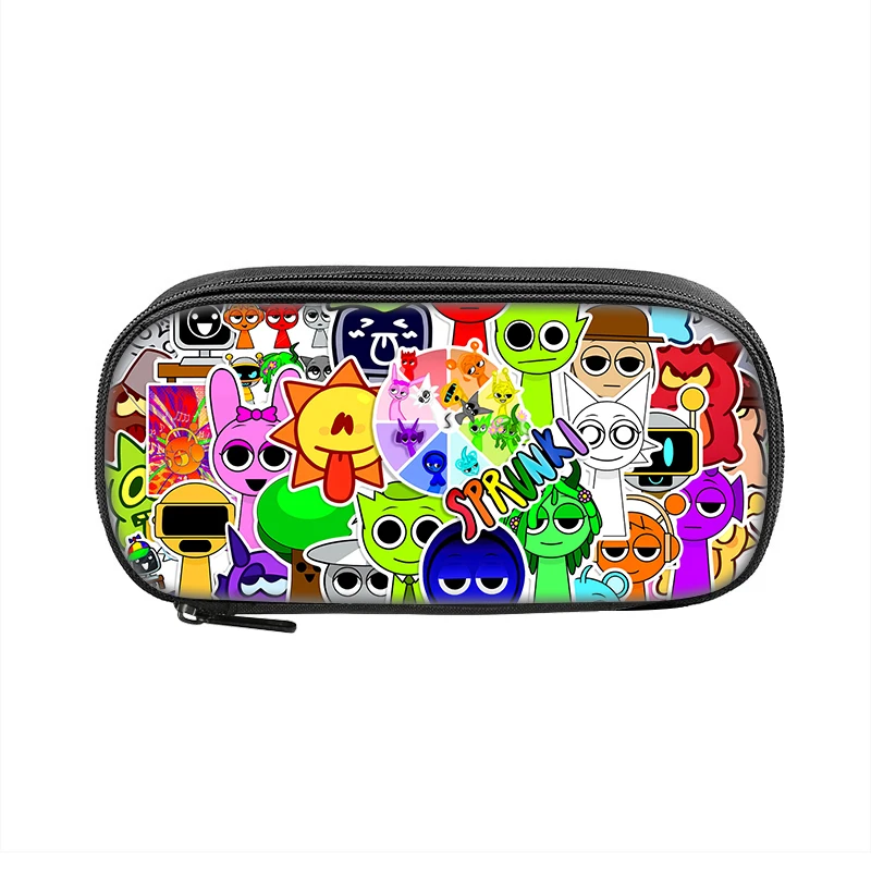 Sprunki 만화 애니메이션 펜 상자 가방 학생 대용량 학교 용품 지퍼 연필 케이스 어린이 생일 선물
