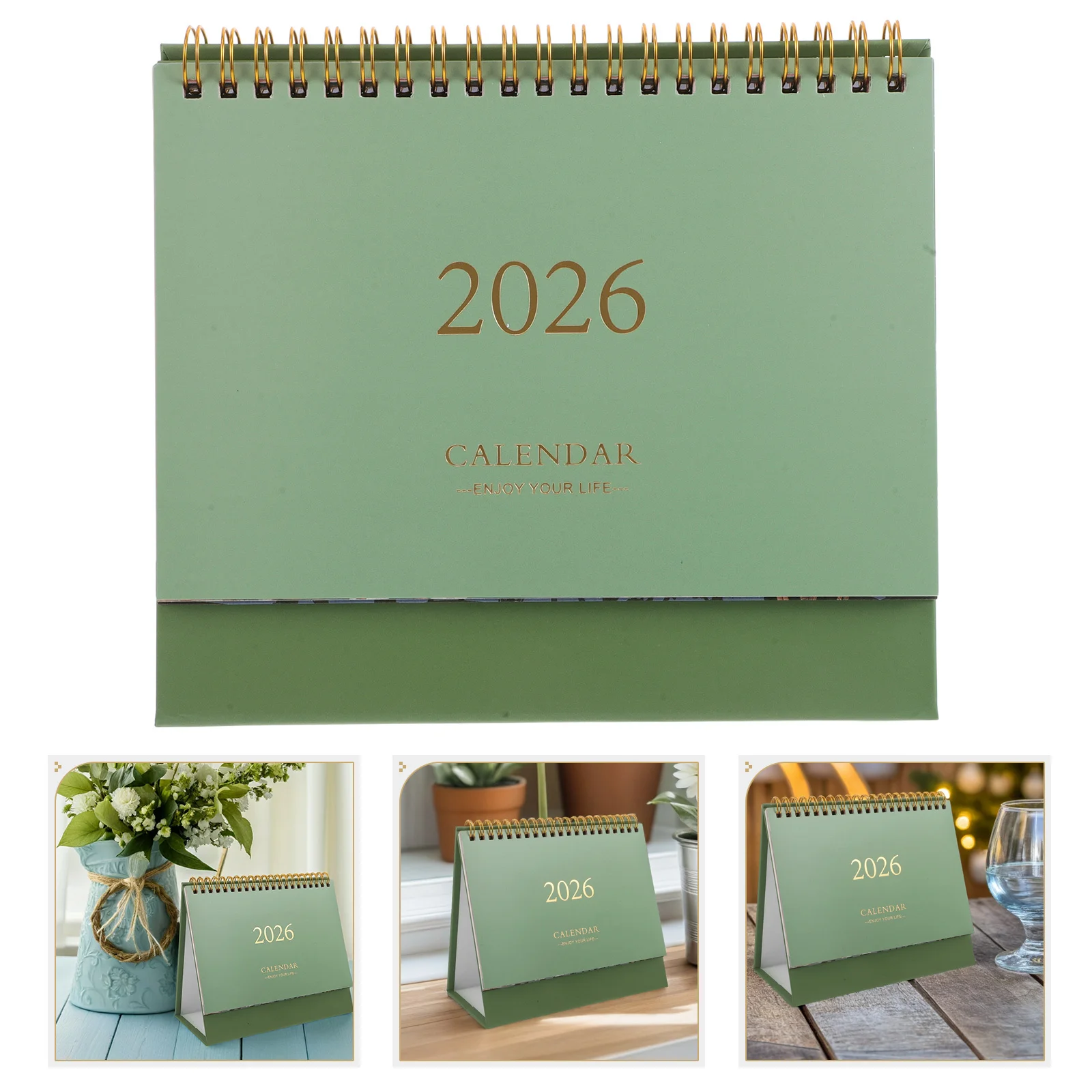 

Mini Desktop Calendar 2026: Compact Portable Planner For Desk Office Home Decor Small Space Daily Schedule Organizer Green