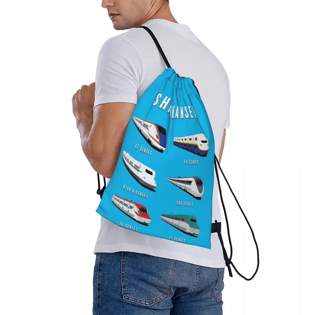 Shinkansen-mochila japonesa de trenes de bala para hombre y mujer, morral con cordón, bolsa deportiva de bolsillo para estudiantes