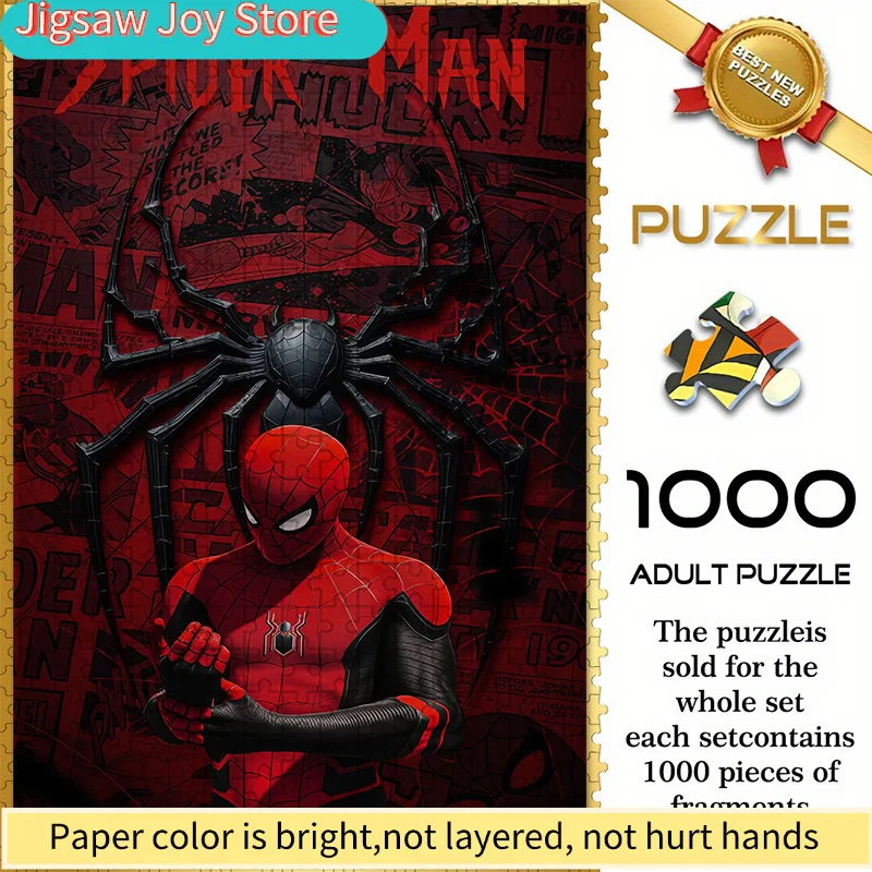 

of Seamless Puzzles Themed Around Marvel'S Spider-Man W1.7-3, Featuring a Red And Black Comic Style Design of Spider-Man. Dura