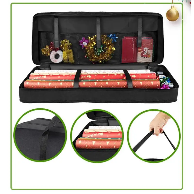 Christmas Gift Wrap Storage Bag Underbed Storage Organizer With thicken Handles Christmas Wrapping Paper Storage Box for holiday