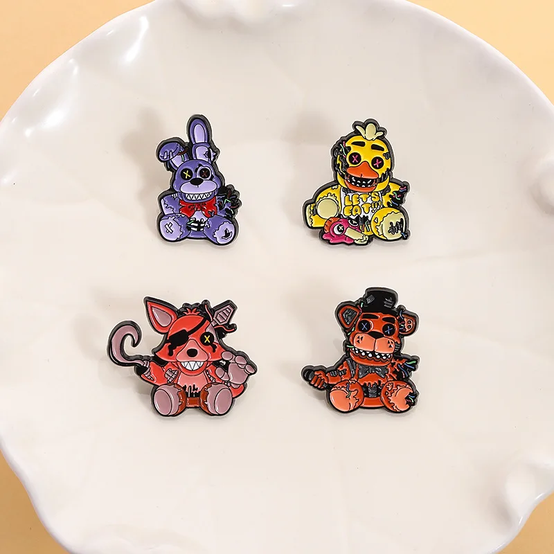 Halloween-Thema Tierbrosche Cartoon Horror Ente Hase Bär Fuchs Hartemaille Anstecknadel Cosplay Geschenk Accessoire Requisiten