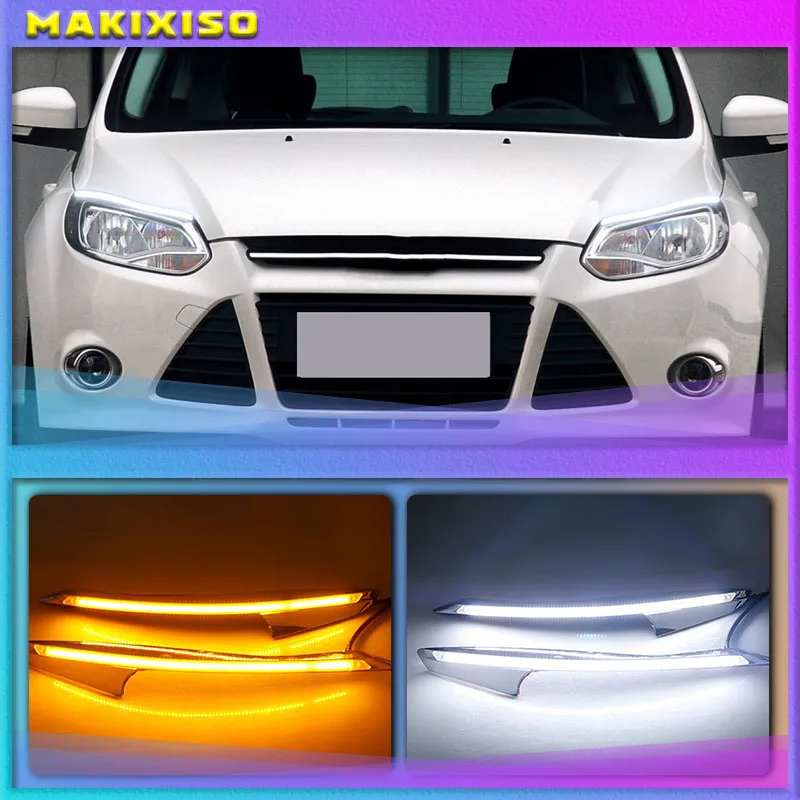 

Car Headlight Eyebrow Decoration Turn Signal DRL LED Daytime Running Light for Ford Focus 3 MK3 2012-2015
