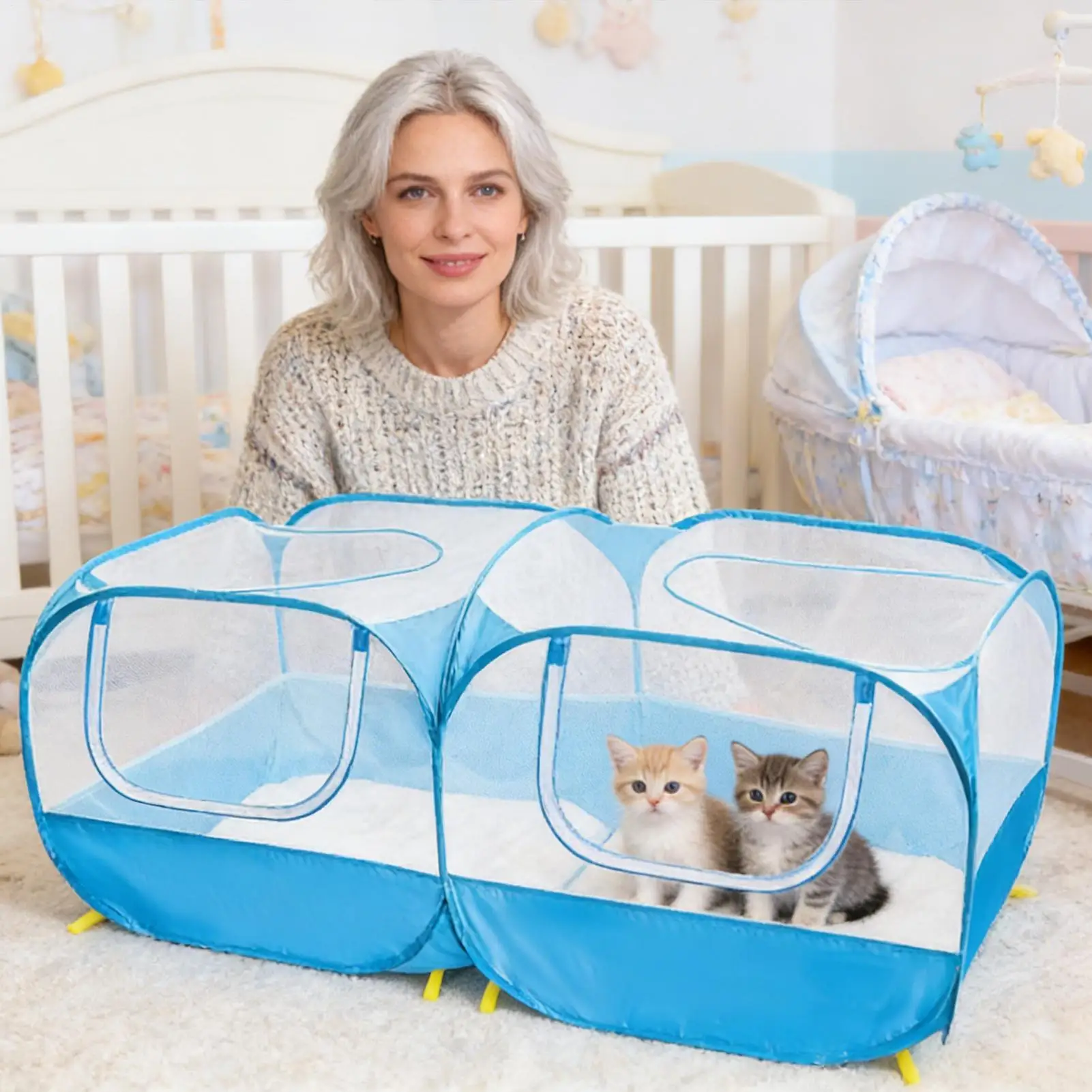 

Kitten Enclosure Indoor Multi Function Reversible Protection Bunny Enclosure For Travel Outdoor Animal Cat Ground Lawn Garden