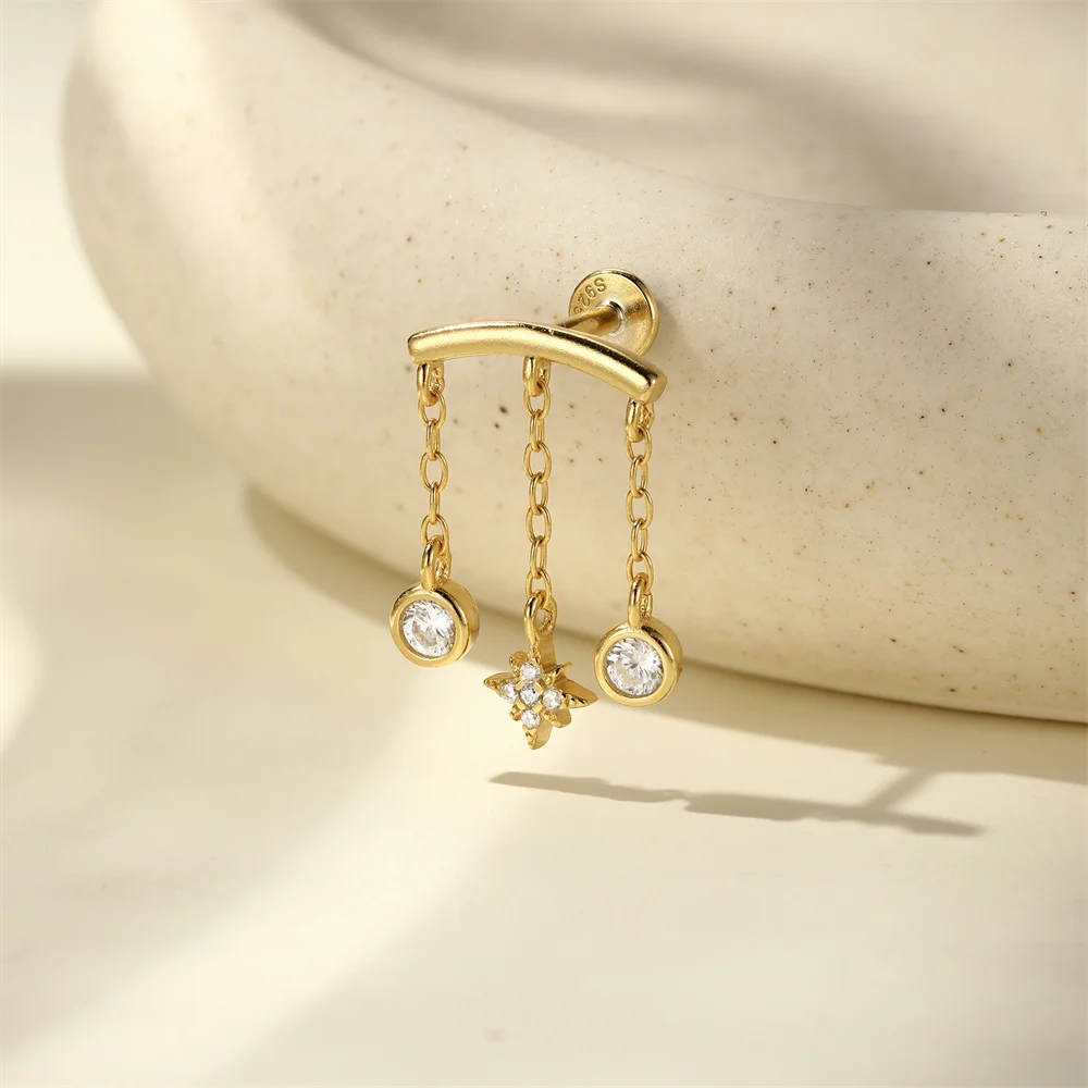 

Aide S925 Стерлинговое серебро Защита окружающей среды Многослойный циркониевый материал с пирсингом в ушной кости Встроенный бриллиант