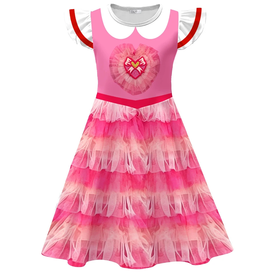 New Pink Heart Princess Dress for Girls Halloween Cosplay Descendants Masquerade Children's Costume Christmas Party Kids Clothes