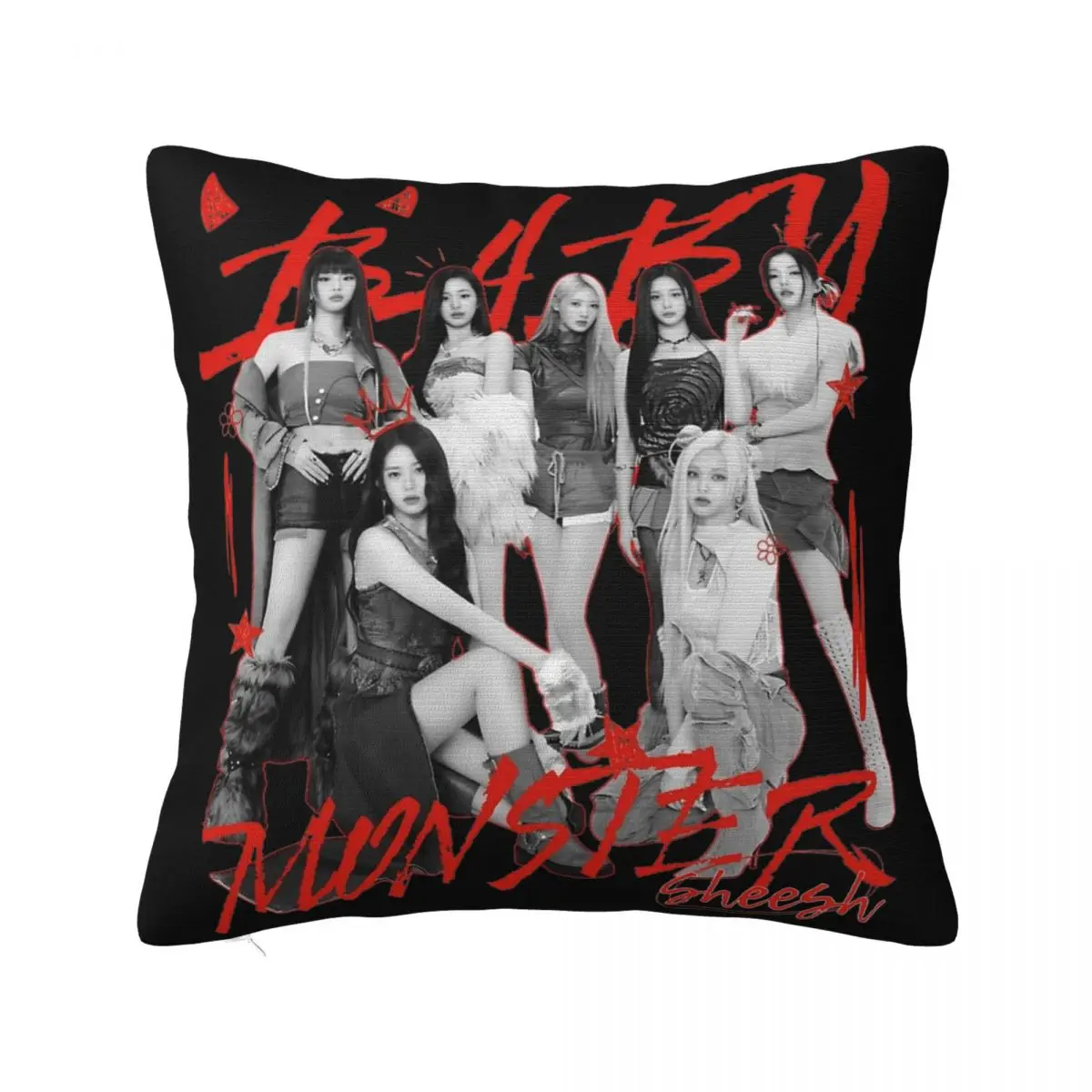 

Babymonster Sheesh Kpop Pillowcase Printing Polyester Cushion Cover Decorations Throw Pillow Case Cover Home Square 18"