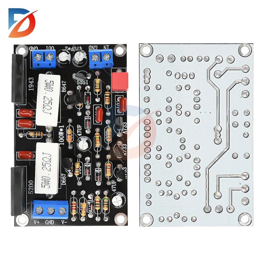 

100W HIFI audio power amplifier board DC 10V-45V2SC5200 2SA1943 mono high-power power amplifier board module Low noise