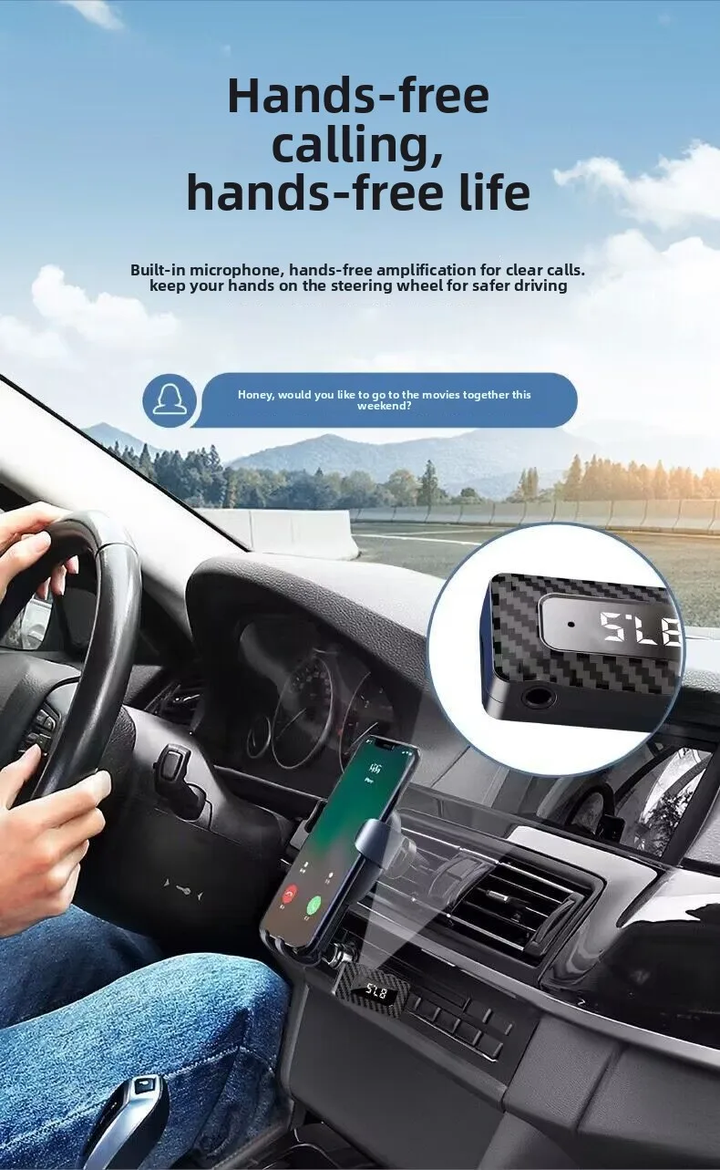 New USB Bluetooth Audio Adapter Bluetooth Receiver Wireless Receiver Car Bluetooth 5.0FM Transmitter
