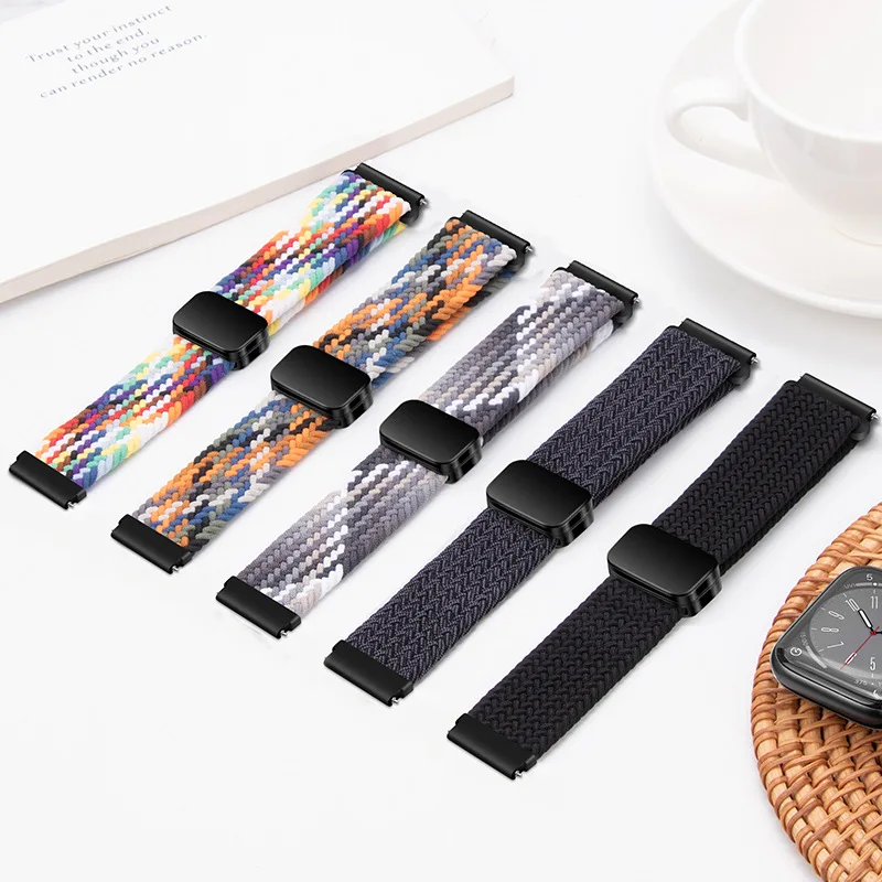 20 22mm Watch Strap For Huawei Watch GT 4 3 2 46 42mm GT2 3 4Pro Magnetic Buckle Braided Solo Loop Xiaomi S3 S2 S1 Active Band