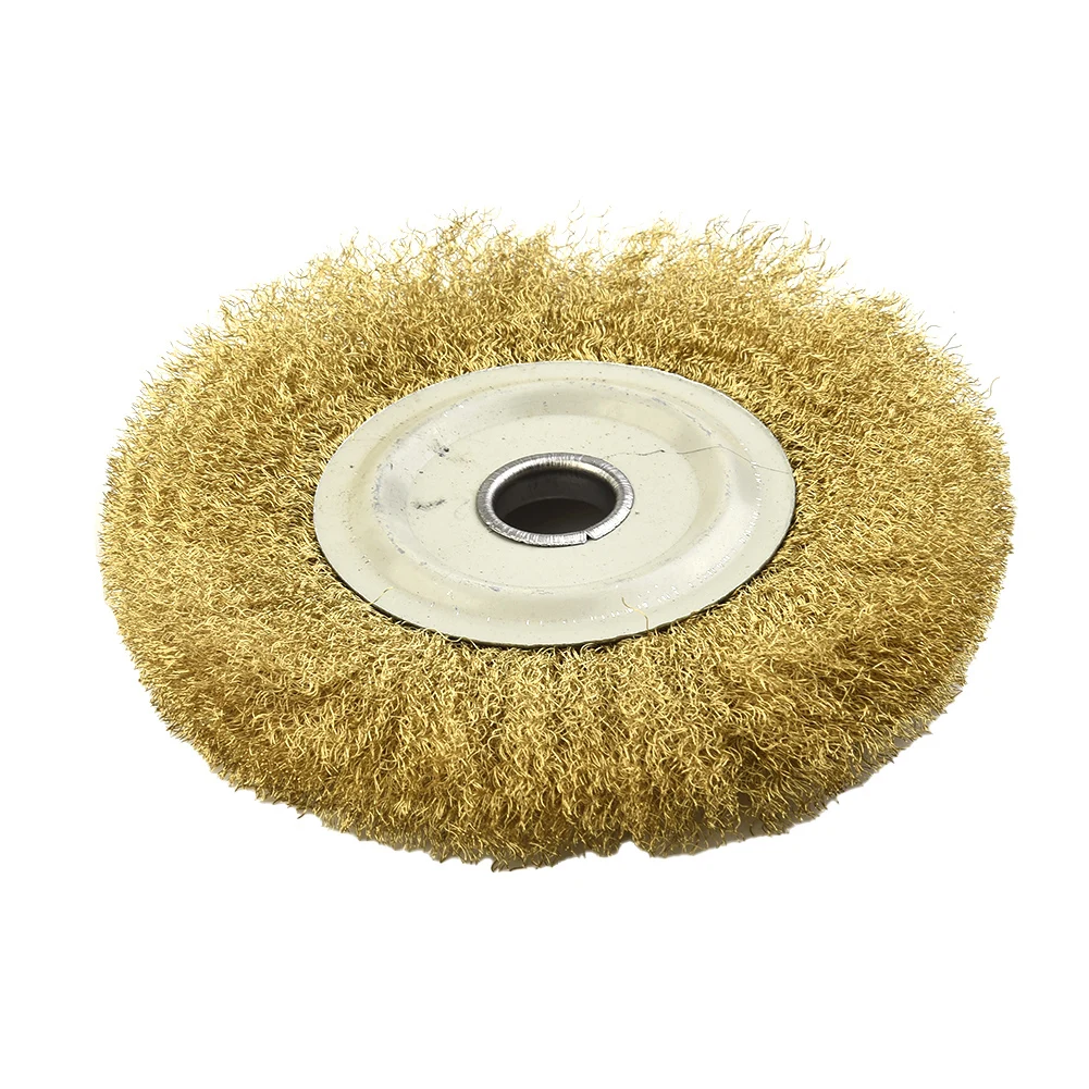 5Inch Wire Brush Pure Copper Wire Wheel Round Brass Brush Soft Wire Brush Wheel For Bench Grinder Metal Polishing Deburring Tool