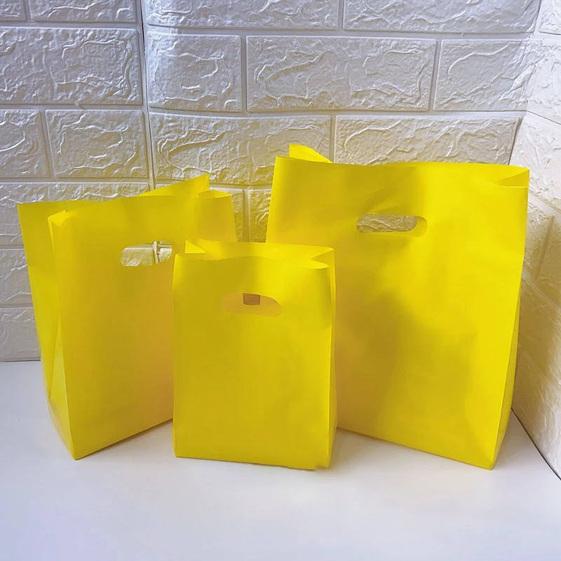 Pink Plastic Bag With Handle Jewelry/Clothing/Cosmetic Packaging Gift Bag Pink Small Bag for Dessert/Snacks/Takeaway 50Pcs/lot