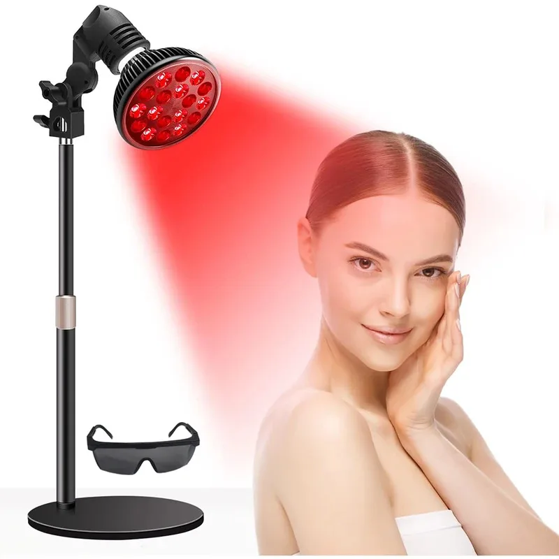 

E27 Red&Near Infrared Light Therapy Lamp-LED for Face Body Treatment Pain Relief ,Adjustable Stand,18 LEDs 660nm&850nm Combo