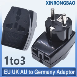 AU/UK/US/EU to EU power adaptor plug Korea/France/Russia/Germany Europe universal travel adapter plug 3-into-1socket converter