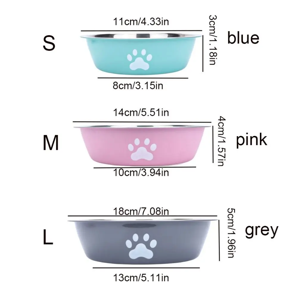 Non-slip Stainless Steel Dog Bowl Large Capacity Bilayer Dog Water Bowl Cat Paw Pattern Non-rust Dog Food Bowls Drinkers Home