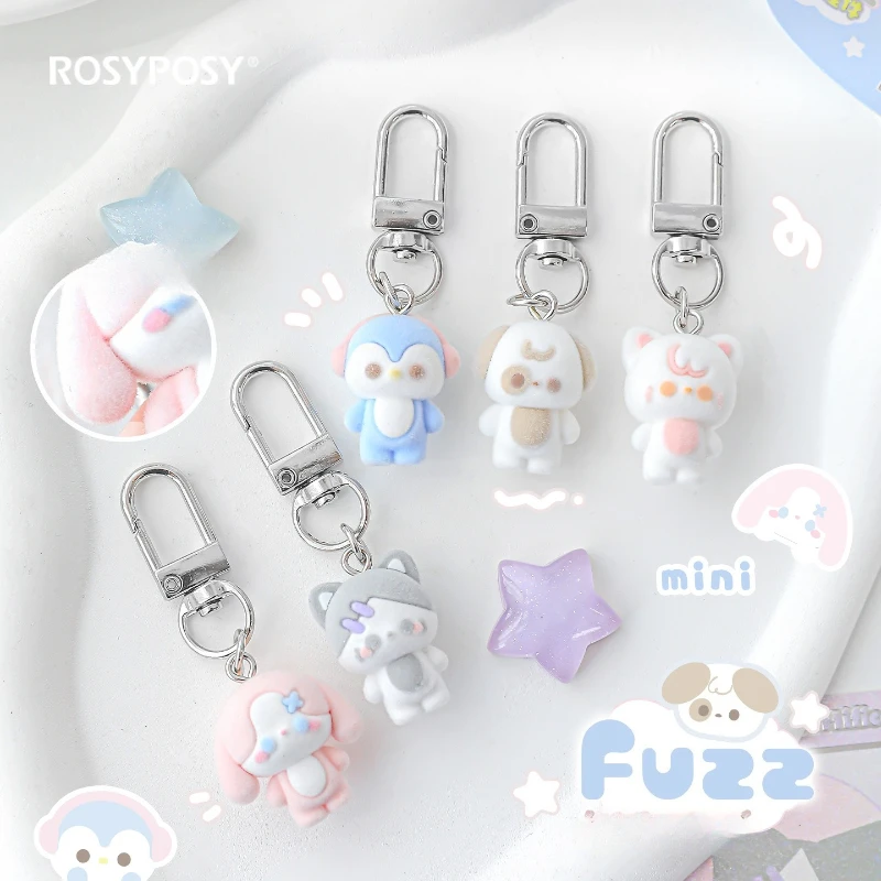 Plush Mini Keychain Organizer Cartoon Aesthetic Velvet Soft Charm for Earphones USB Drive Backpack Zipper Kawaii Cute Key Holder