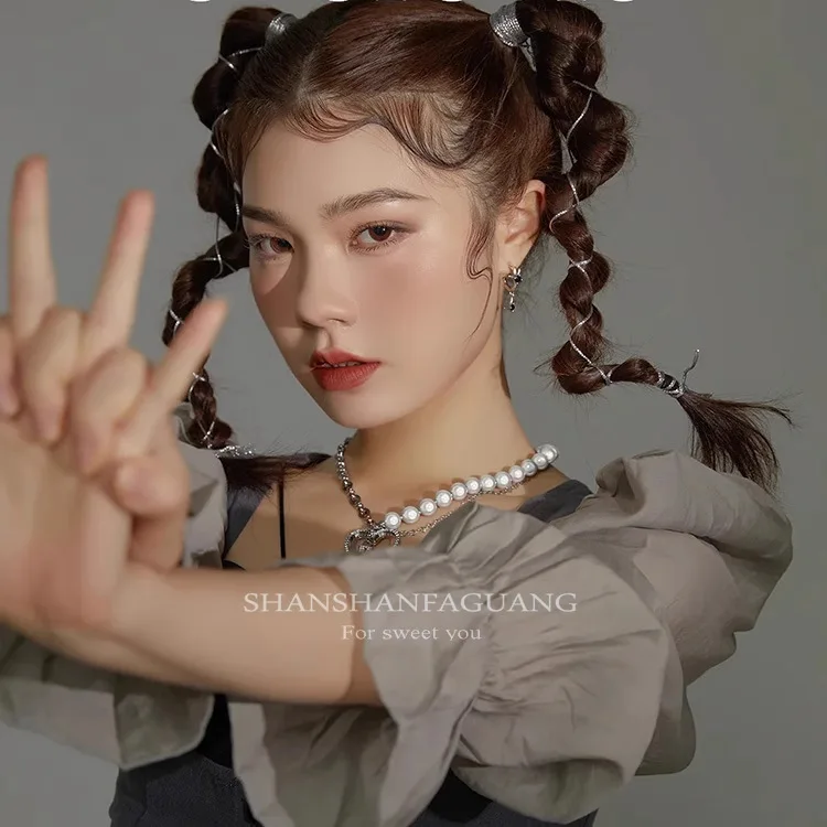 Braided Hair Rope Silver Metal Cord Youthful Elegant Festival Boho Elastic Dreadlock Hair Braid Rope for Outdoor Party