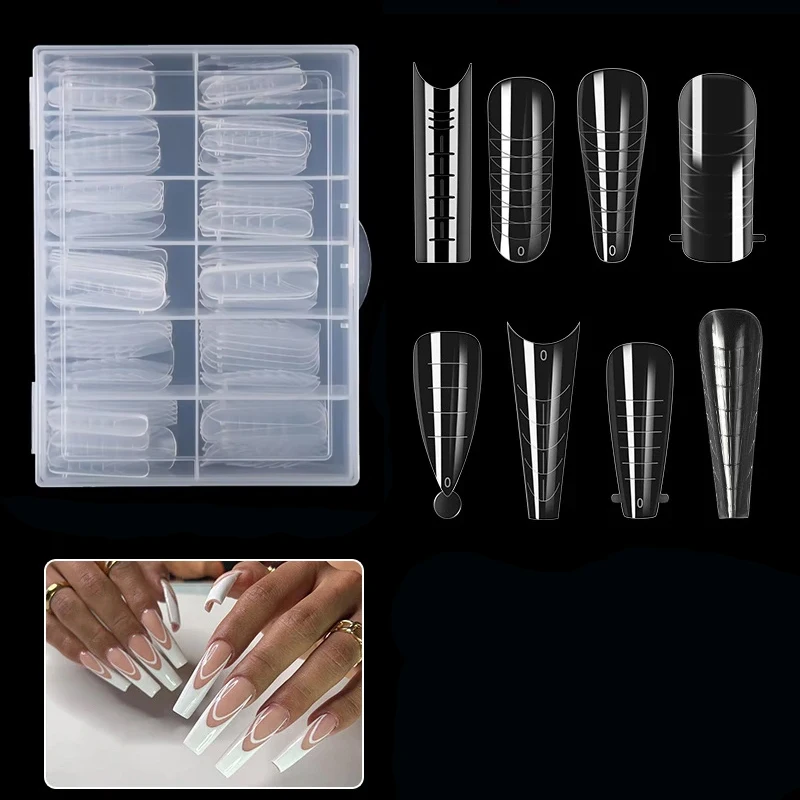 120 Pieces of Transparent Double-Shaped Nail System, Full Coverage, Quick to Create Gel Mold, Tip Nail Extension Mold, Upper Sha