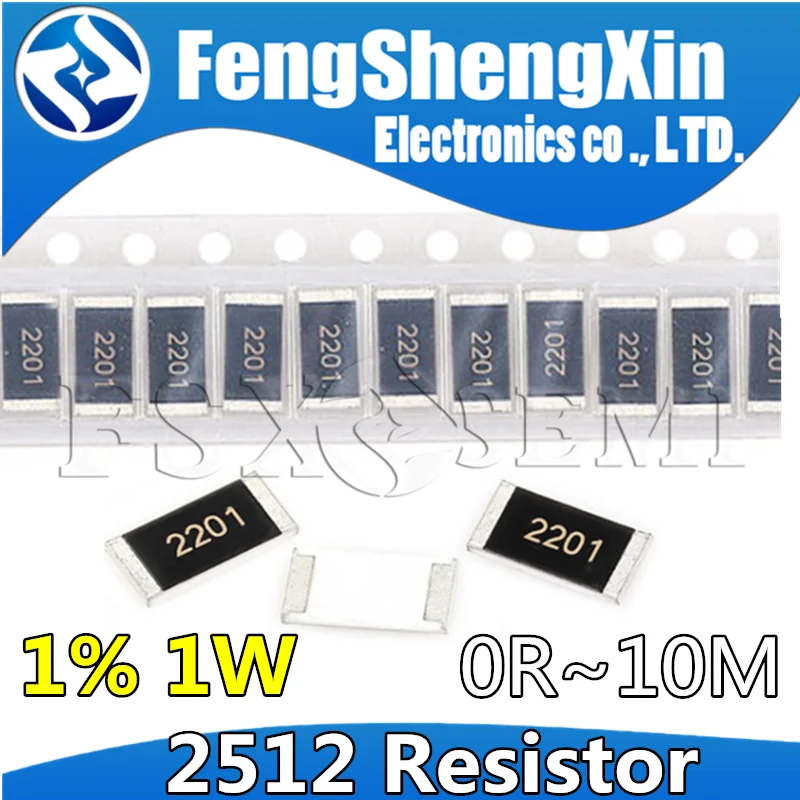 50pcs 2512 smd Chip Resistor 1% 1W 0R-10M R001 R010 R100 R020 R300 1R ...