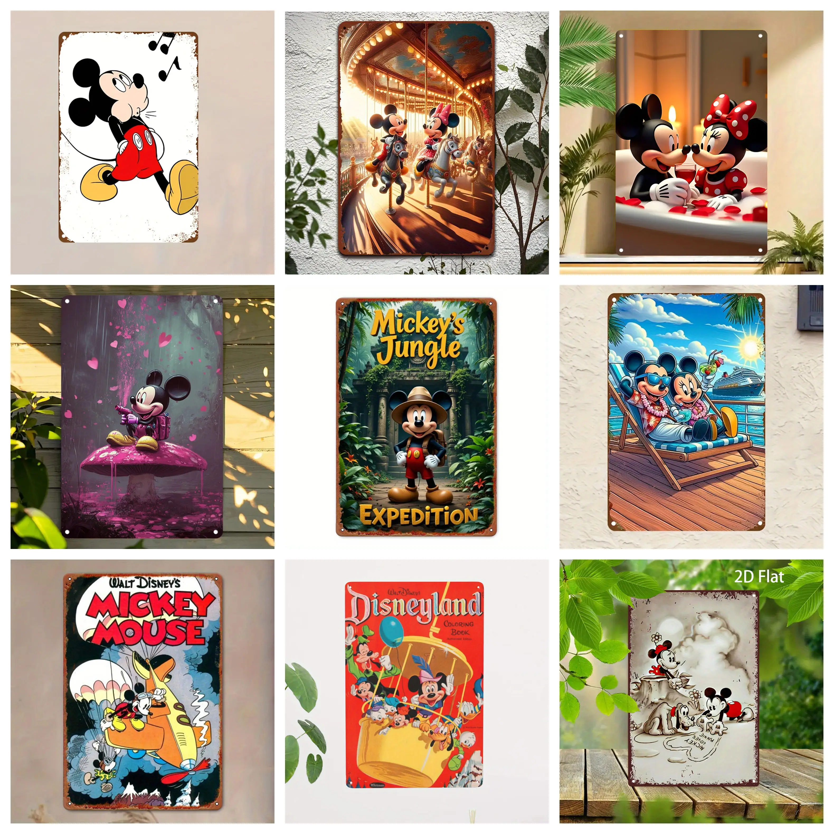 

Miniso Mickey Fantasy Tin Sign Home Decor Wall Decor Art Wall Mural Room Decoration Decor Retro Metal Sign Plate Bar Posters