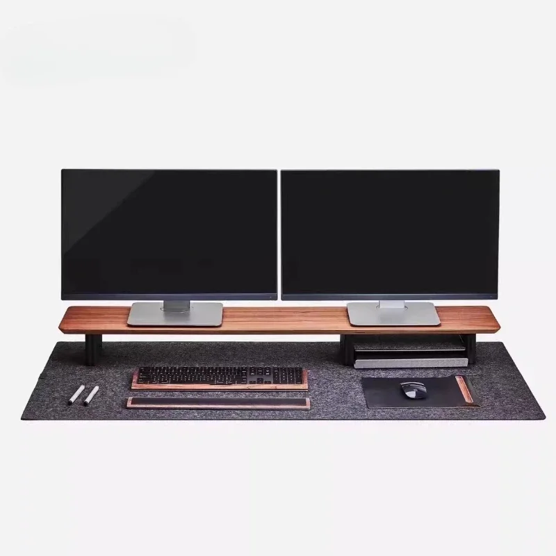 Black Walnut Monitor Stand Riser Ergonomic Computer Desk Organizer Adjustable Laptop Shelf for Home Office Accessories