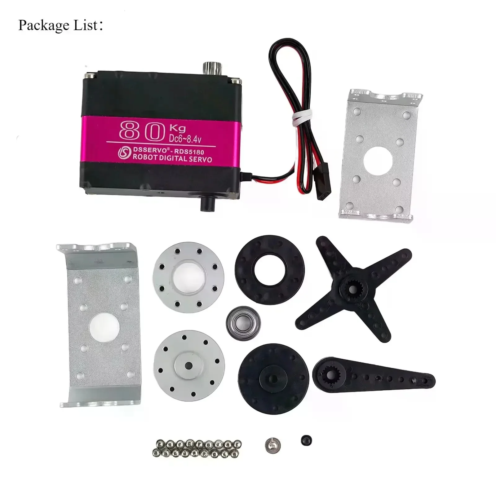 RDS5180 80KG High Torque Digital Servo with Metal Gears, Double-shaft Servo, 7.4V, Suitable for 1/5 1/8 1/10 RC Cars Robots Boat