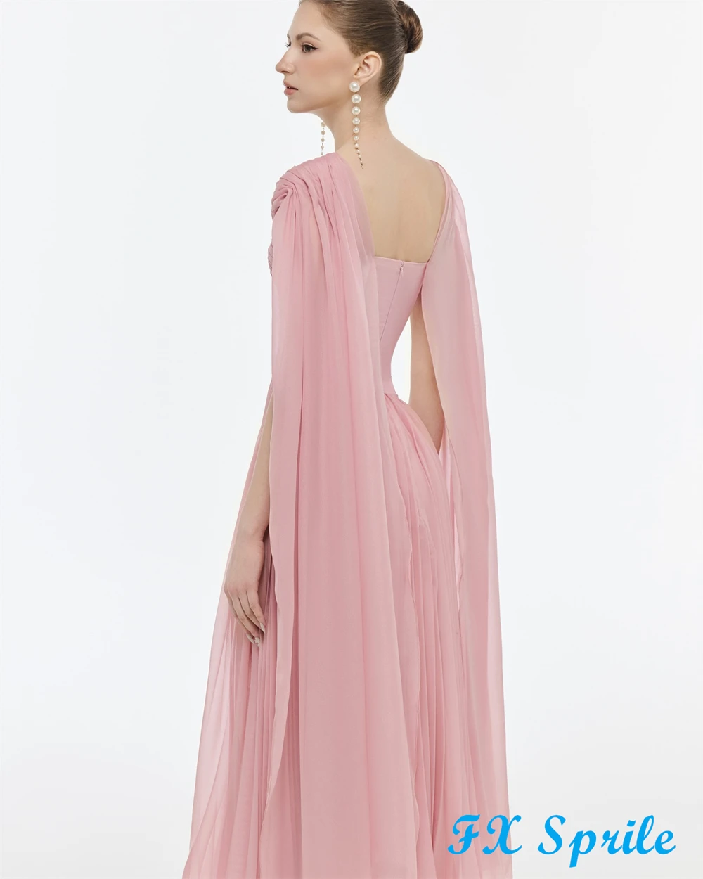 Customized  Classic Pink Chiffon Evening Dress Exquisite V-Neck Sleeveless Homecoming Dresses Fashion Special Occasion  image 3
