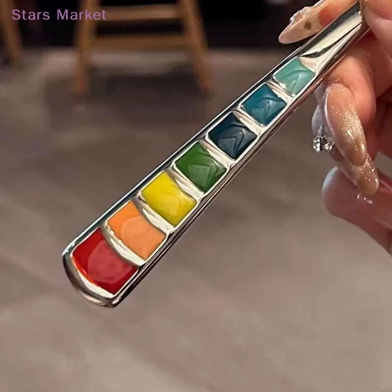 New 2Pcs Macaron-Colored Stainless Steel Dessert Spoons High-Aesthetic Colorful Enamel Spoons For Home Kids Picnics & Bento