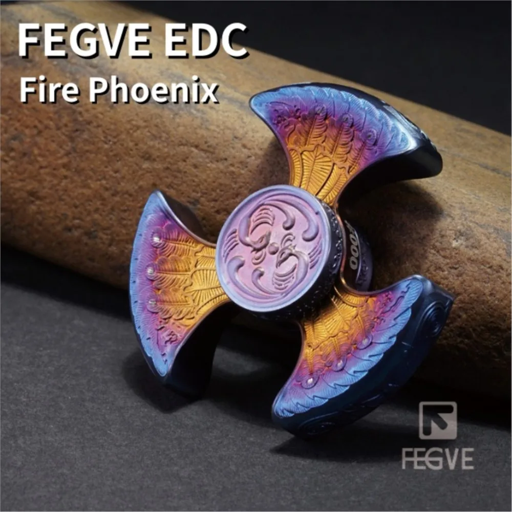 FEGVE EDC Fire Phoenix Hand Spinner Titanium Relief Fidget Spinner Stress Relief Toy Office Desk Anxiety Relief Gadgets