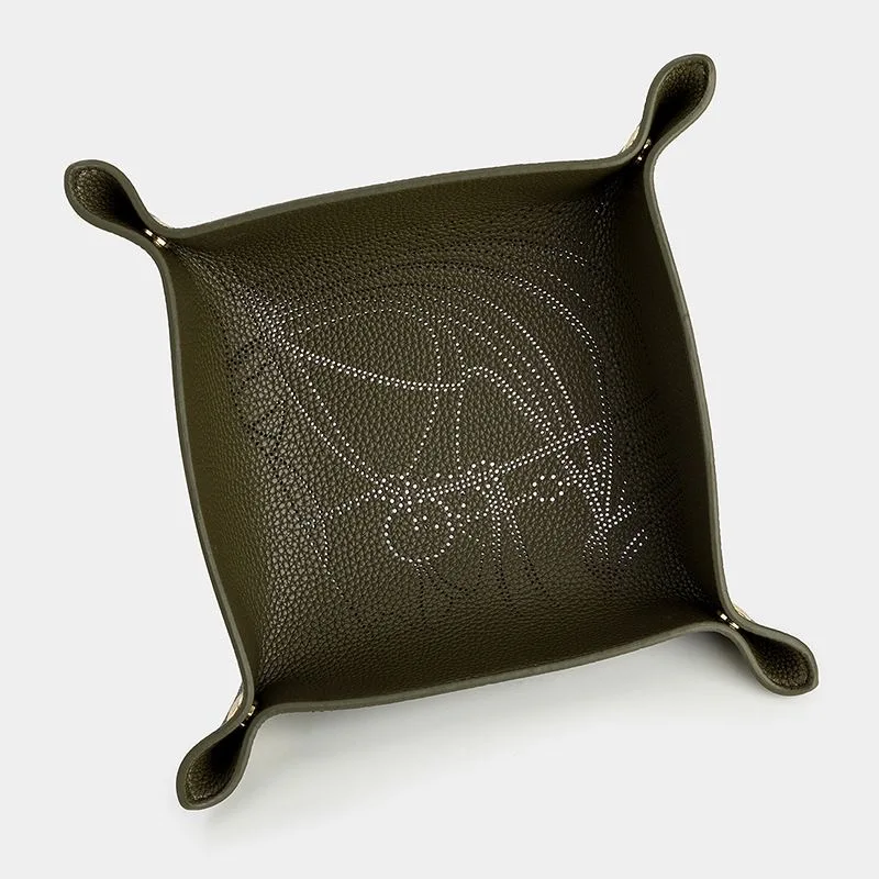 Zwei Schicht Rindsleder Ablage Desktop-Organizer Für Schlüssel Schmuck Kosmetische Lagerung Box Falten Organizer Hause Dekoration