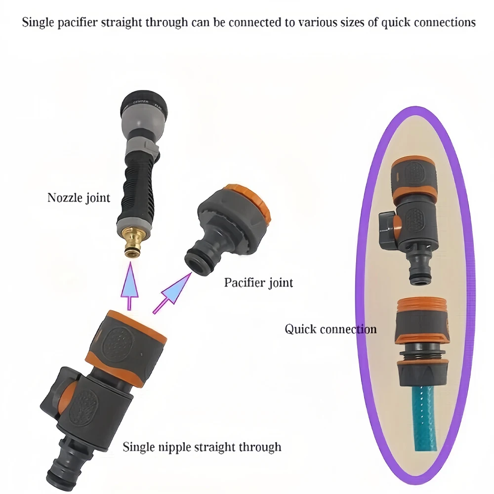 محول خرطوم الحديقة سريع التوصيل مع صمام كروي يناسب 1/2 بوصة، 3/8 بوصة، و3/4 بوصة، موصلات خرطوم سريعة لغسيل الحديقة/الحديقة/السيارات